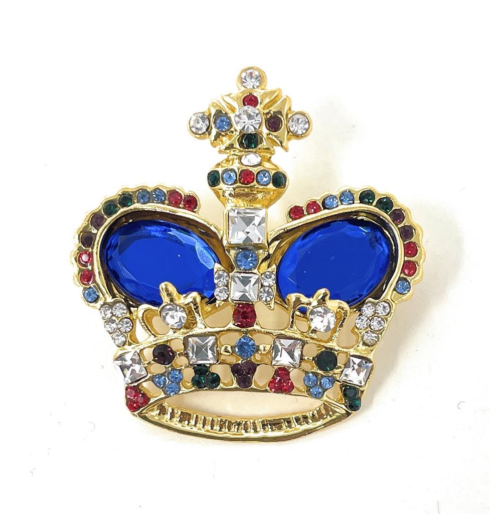 Crown Crystal Brooch - Blue